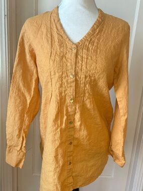 Eileen Fisher XS Mustard Yellow Irish Linen Tunic/shirtdress